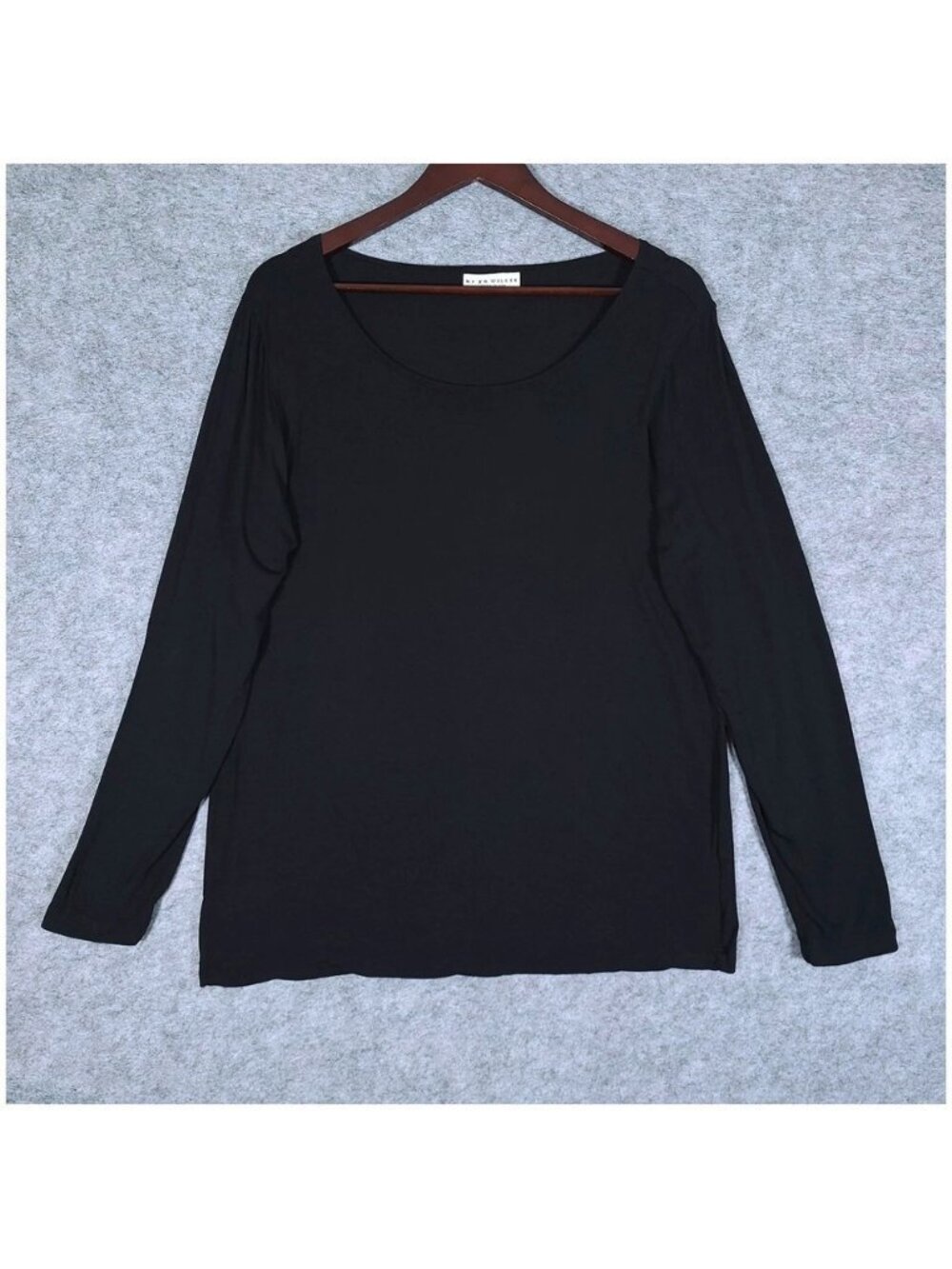 Bryn Walker Micro Modal Top Womens XL Black Long Sleeve Crew Neck Made in USA